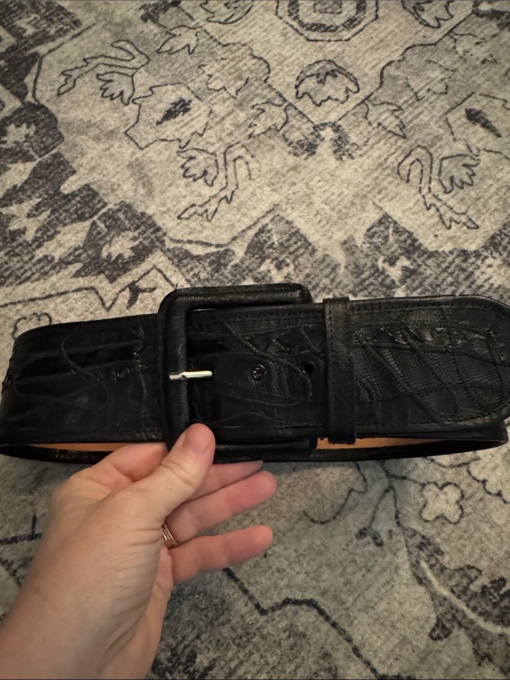 Vintage Carlos falchi wide leather belt sz Small